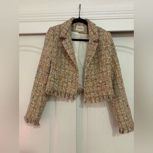 Chic Multicolor Tweed Cropped Blazer